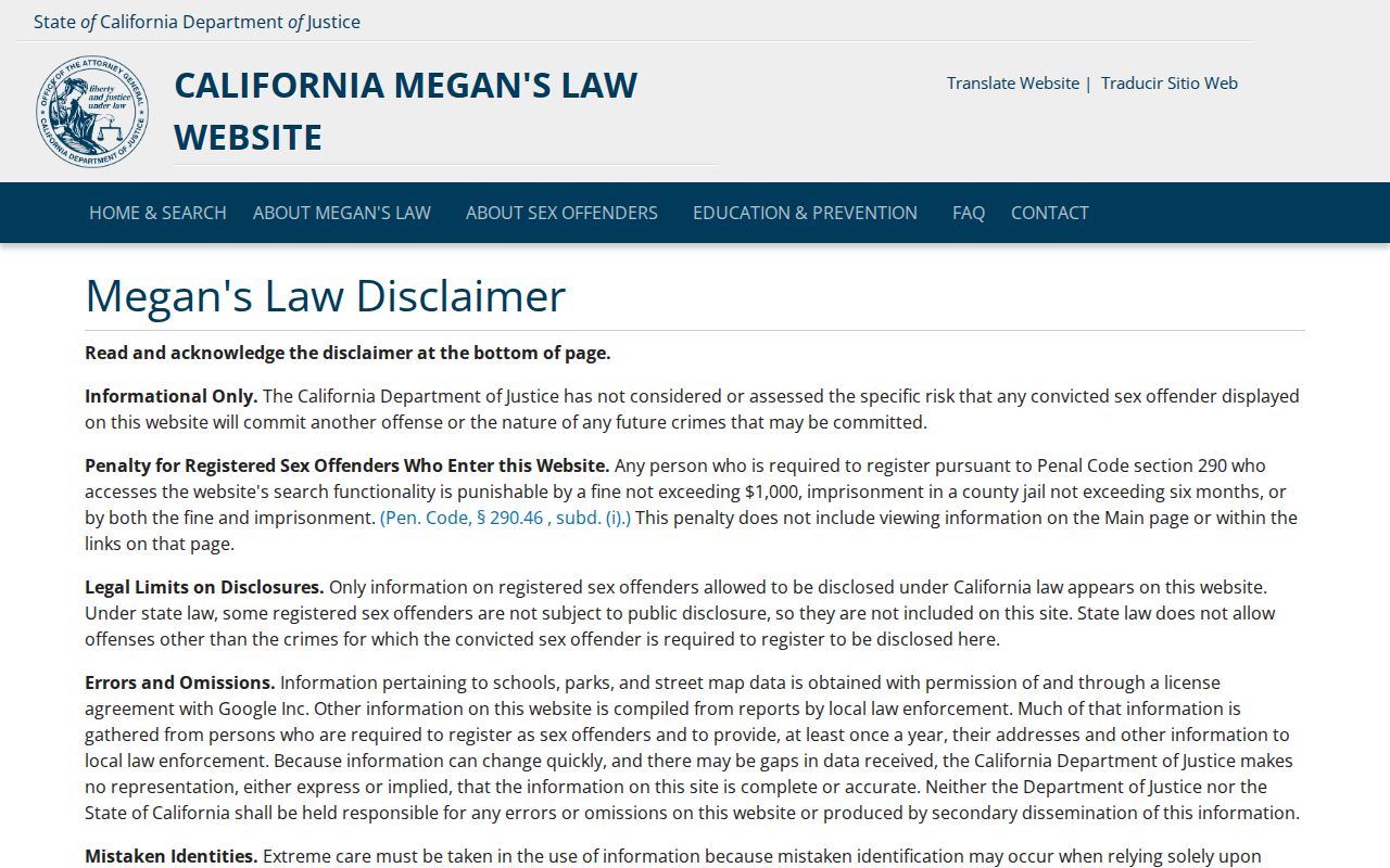 Fremont people search California Megan's Law registry